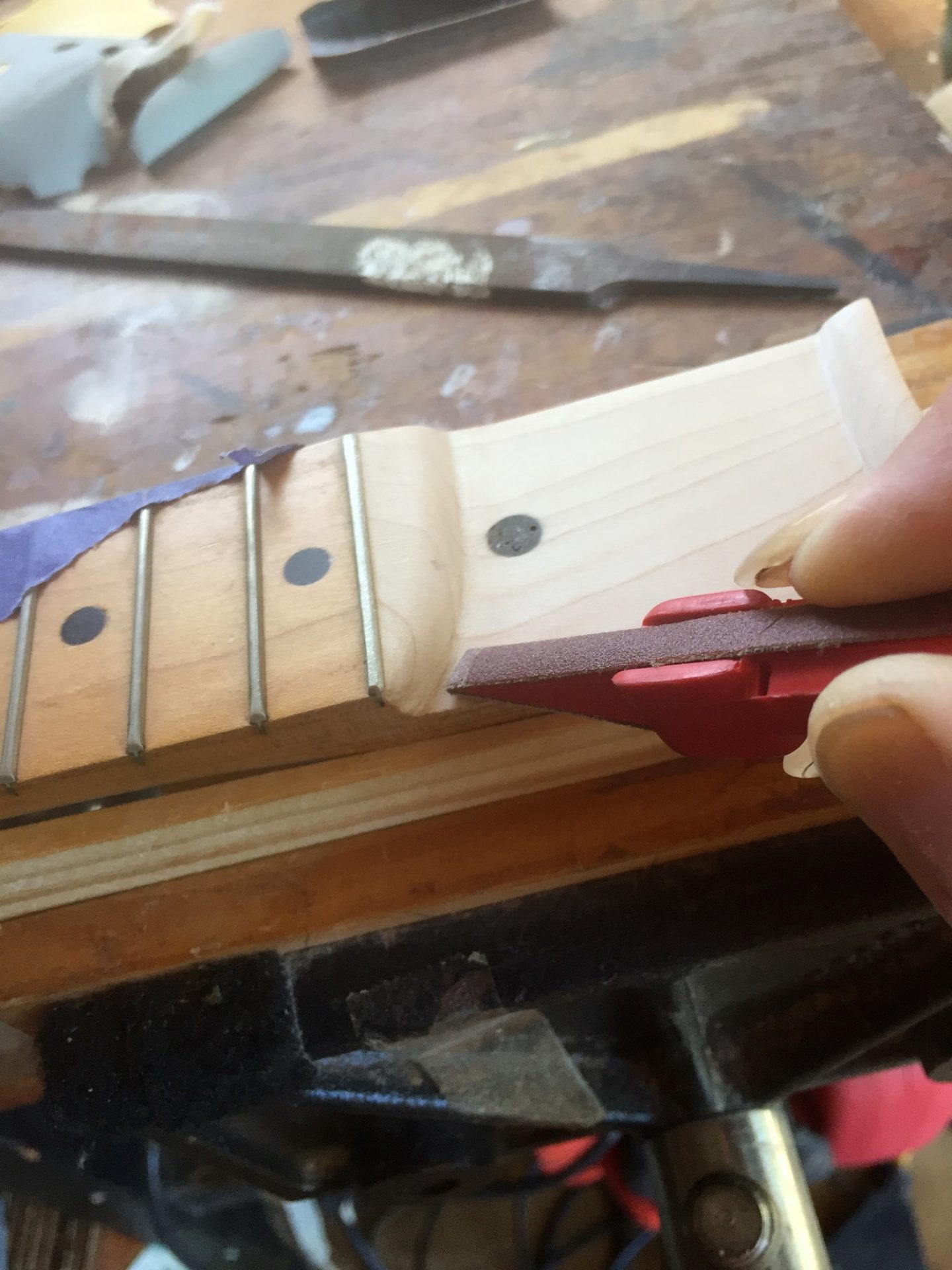 banjo on workbench